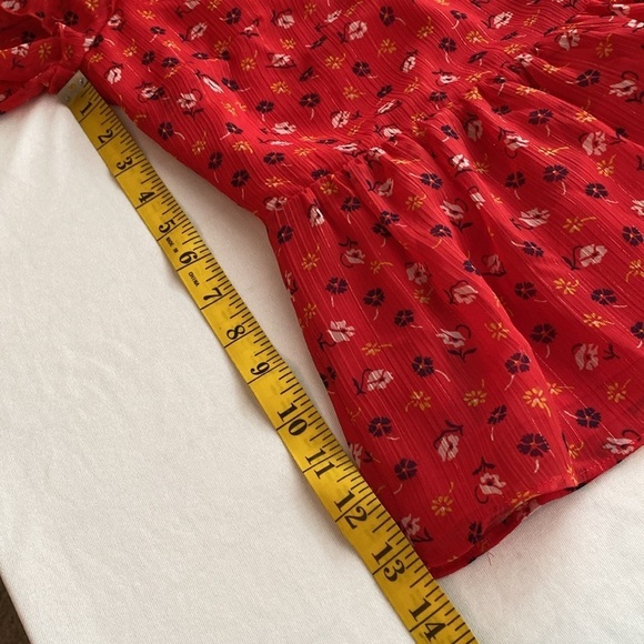 Madewell blouse peplum shirt tiered ruffled sleeves V-neck side zipper Size 4 - Picture 2 of 11